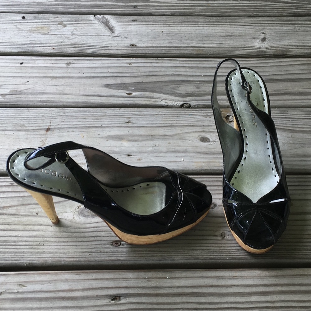 Black patent heels